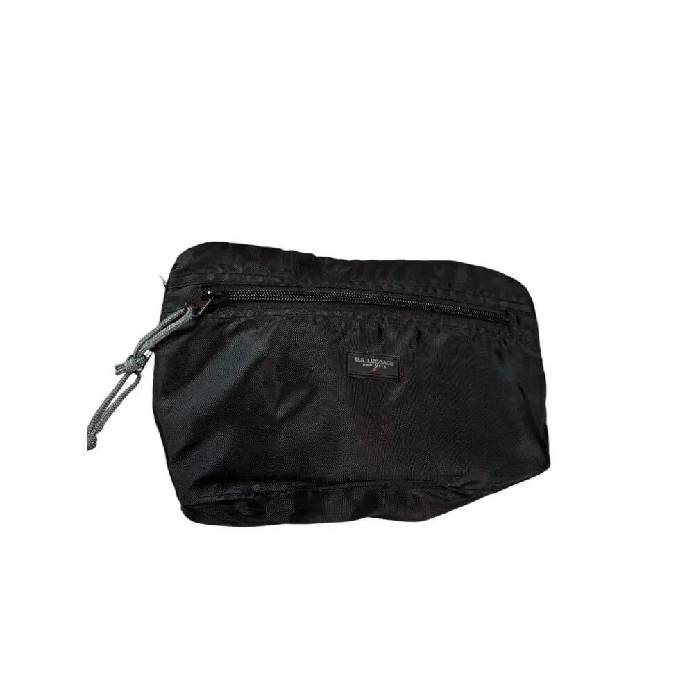 U.S. Luggage New York Black Nylon Travel Toiletry Bag With Zipper Compartments